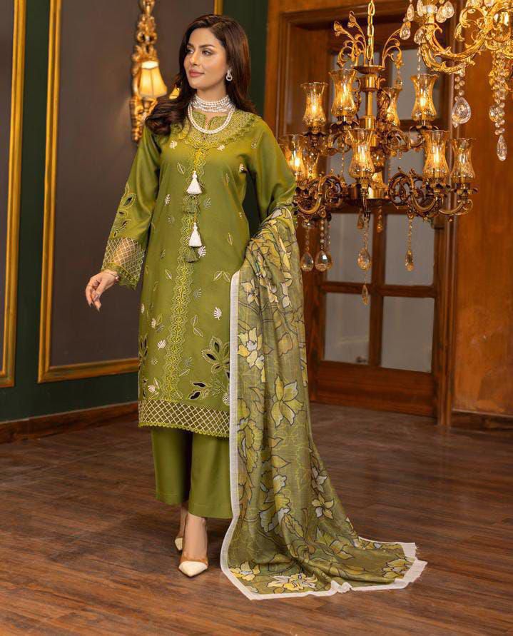 SHE EDGE Premium 3PC Embroidered Lawn Suit