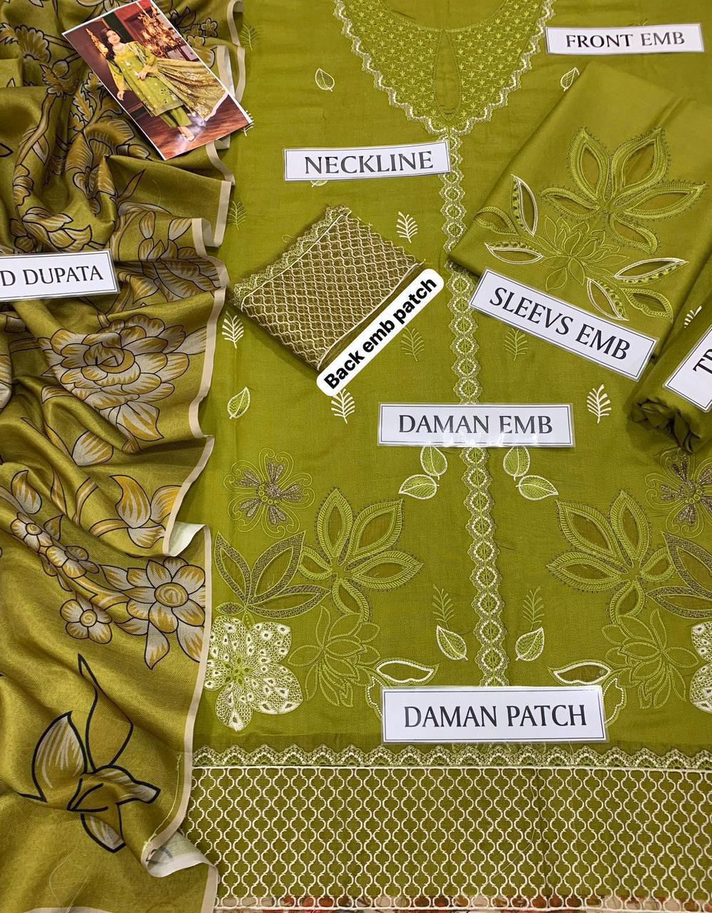 SHE EDGE Premium 3PC Embroidered Lawn Suit