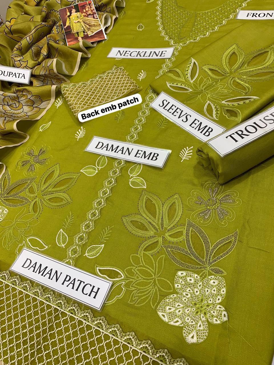 SHE EDGE Premium 3PC Embroidered Lawn Suit