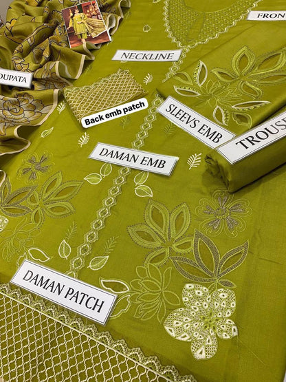 SHE EDGE Premium 3PC Embroidered Lawn Suit