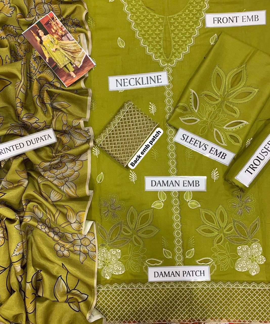 SHE EDGE Premium 3PC Embroidered Lawn Suit