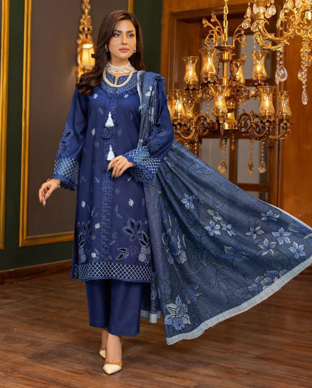 SHE EDGE Premium 3PC Embroidered Lawn Suit
